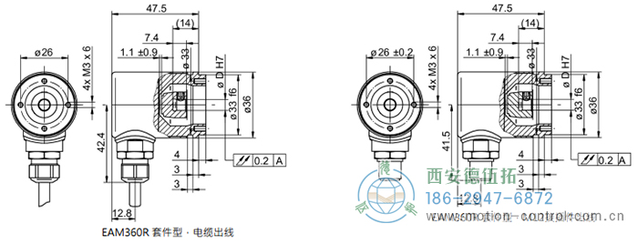 EAM360R-K - CANopen®/SAE J1939磁式絕對值重載編碼器外形及安裝尺寸(編碼器套件) - 西安德伍拓自動化傳動系統(tǒng)有限公司