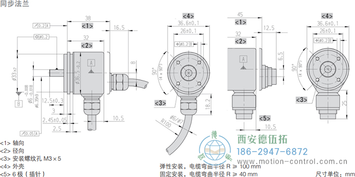 RI36-O實心軸光電增量通用編碼器外形及安裝尺寸(同步法蘭) - 西安德伍拓自動化傳動系統有限公司