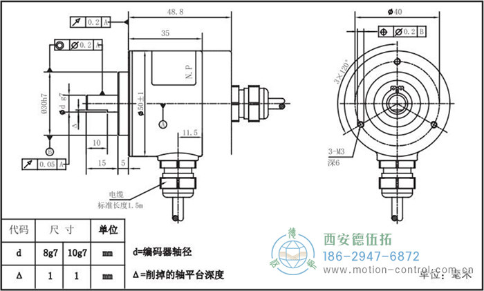 RI50光電增量輕載編碼器外形及安裝尺寸 - 西安德伍拓自動化傳動系統有限公司