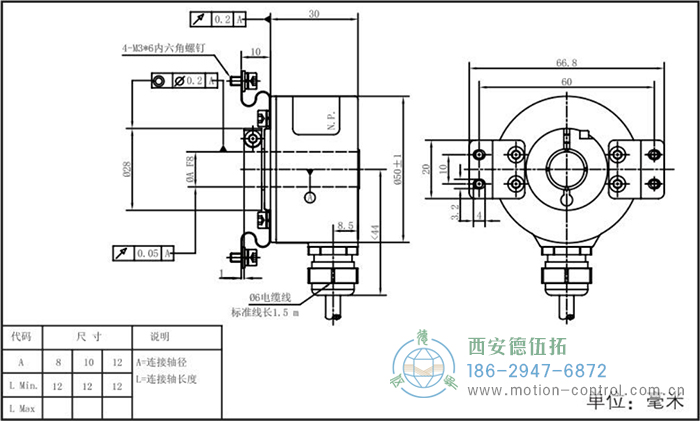 RI50光電增量輕載編碼器外形及安裝尺寸 - 西安德伍拓自動化傳動系統有限公司