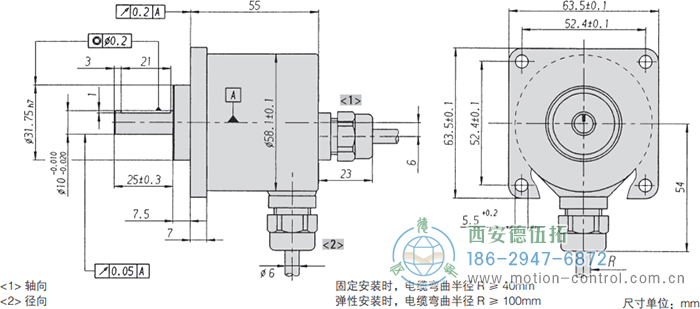 RI59光電增量通用編碼器外形及安裝尺寸 - 西安德伍拓自動化傳動系統(tǒng)有限公司